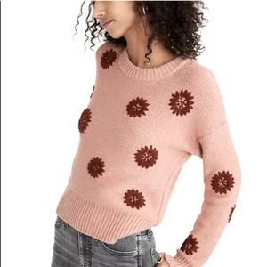 Madewell Flower Embroidered Pullover Sweater